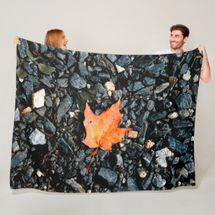 Orange Autumn Leaf  Fleece Blanket