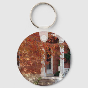 Orange Autumn Leaves and House Keychain