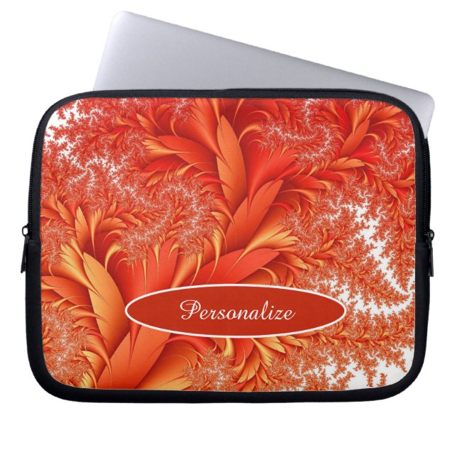 Orange Autumn Leaves Nature Personalize Laptop Sleeve (Front)