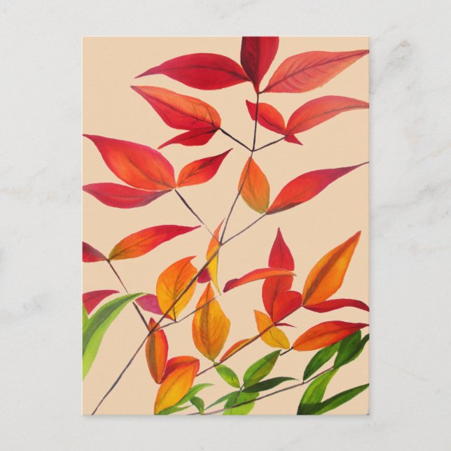 Orange Autumn leaves original watercolour art Postcard (Front)