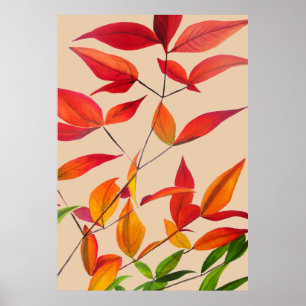 Orange Autumn leaves original watercolour art Poster