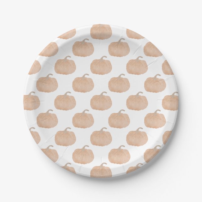 Orange Autumn Pumpkin Paper Plates (Front)