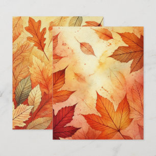 Orange Autumnal Watercolor Leaves Scrapbook Paper