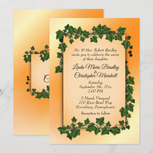 Orange avec vignes Mariage de automne Invitation