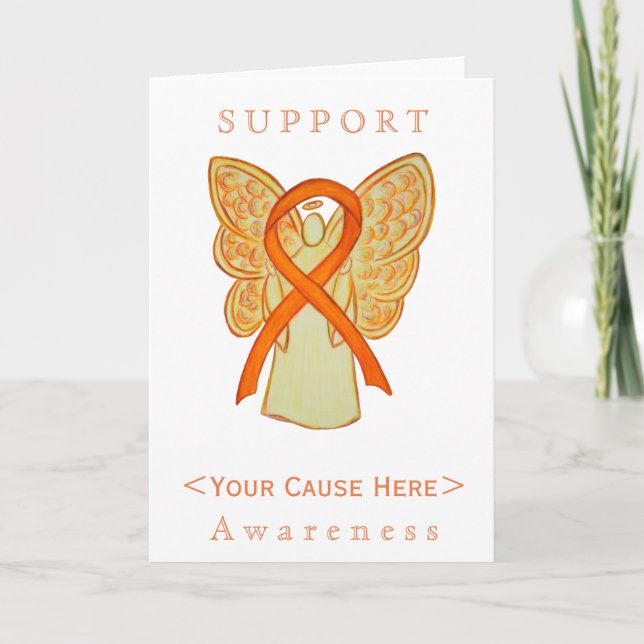 Orange Awareness Ribbon Angel Customized Card (Front)
