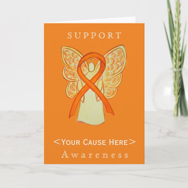 Orange Awareness Ribbon Angel Customized Card (Front)