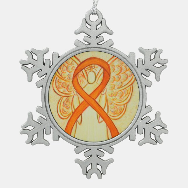 Orange Awareness Ribbon Angel Customized Ornament (Front)