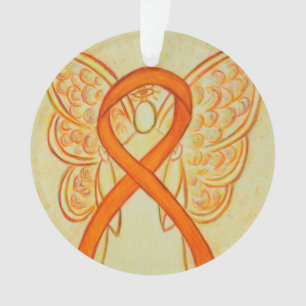 Orange Awareness Ribbon Angel Customized Ornaments
