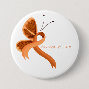 Orange Awareness Ribbon Butterfly  Button