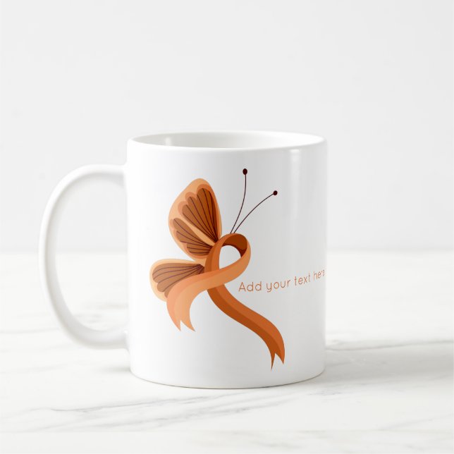 Orange Awareness Ribbon Butterfly  Coffee Mug (Left)