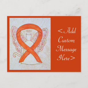 Orange Awareness Ribbon Cat Angel Custom Postcard