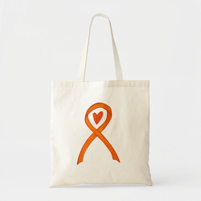 Orange Awareness Ribbon Custom Art Tote Bag (Front)