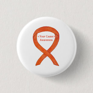 Orange Awareness Ribbon Custom Buttons