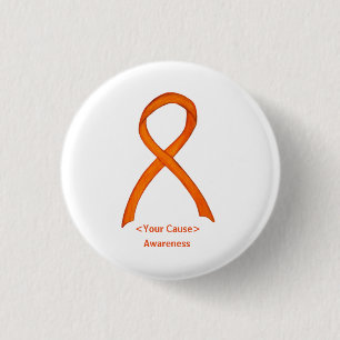Orange Awareness Ribbon Custom Buttons