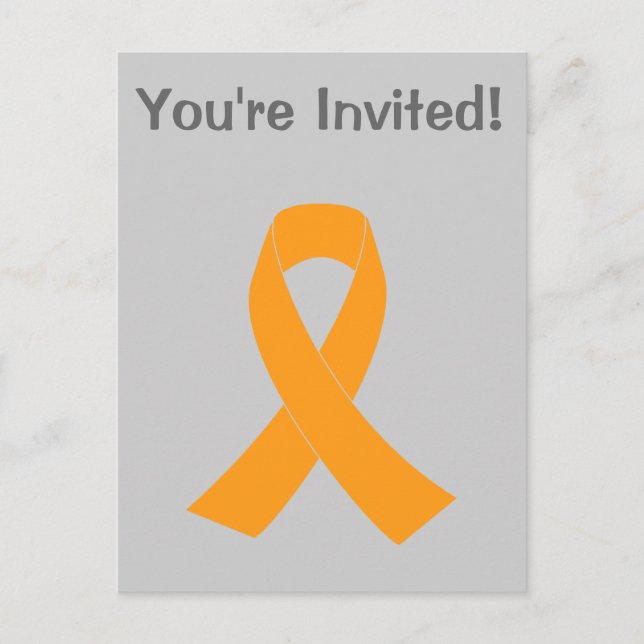 Orange Awareness Ribbon - Leukaemia, MS Invitation Postcard (Front)