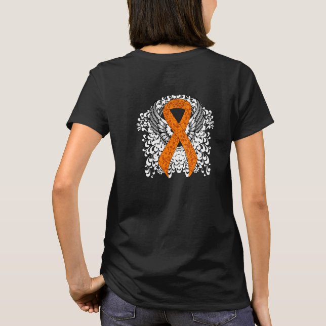 Orange Awareness Ribbon with Wings T-Shirt (Back)