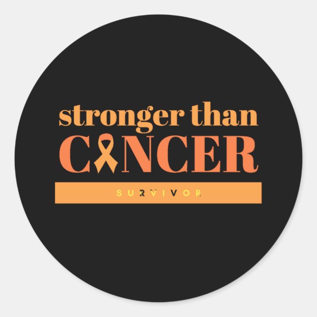 Orange Awareness Stronger Than Cancer  Classic Round Sticker (Front)