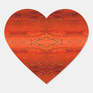 Orange Aztec Pattern Heart Sticker