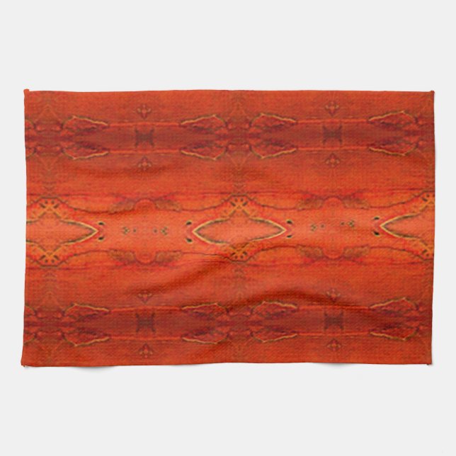 Orange Aztec Pattern Kitchen Towel (Horizontal)