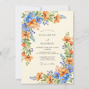 Orange Azure Bountiful Summer Wedding Invitation