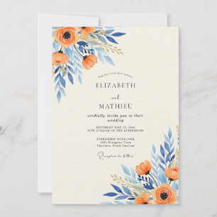 Orange Azure Splendid Botanical Wedding Invitation
