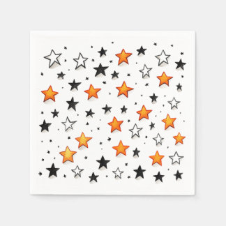 Orange B&W Stars: Birthday Party Napkins