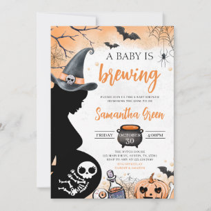 Orange Baby is Brewing Halloween Baby Shower Invitation