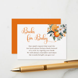 Orange Baby Shower Book Request Enclosure Card