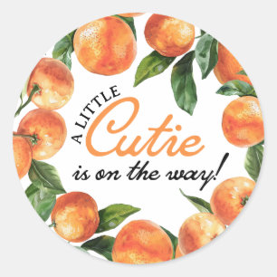 Orange Baby Shower  Classic Round Sticker