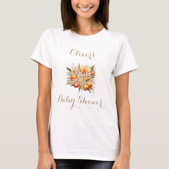Orange Baby Shower Gender Neutral Citrus  T-Shirt (Front)