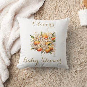 Orange Baby Shower Gender Neutral Citrus  Throw Pillow