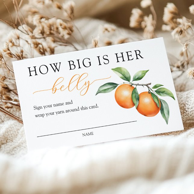 Orange Baby Shower How Big is Her Belly Game  Enclosure Card (Creator Uploaded)