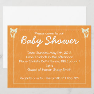 Orange Baby shower invitation