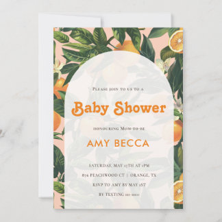 Orange Baby Shower invitation Neutral Watercolor