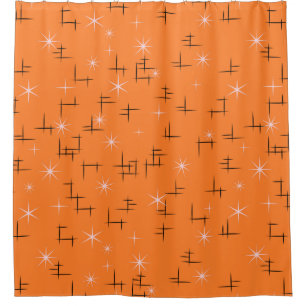 Orange Background Abstract Lines and Retro Stars