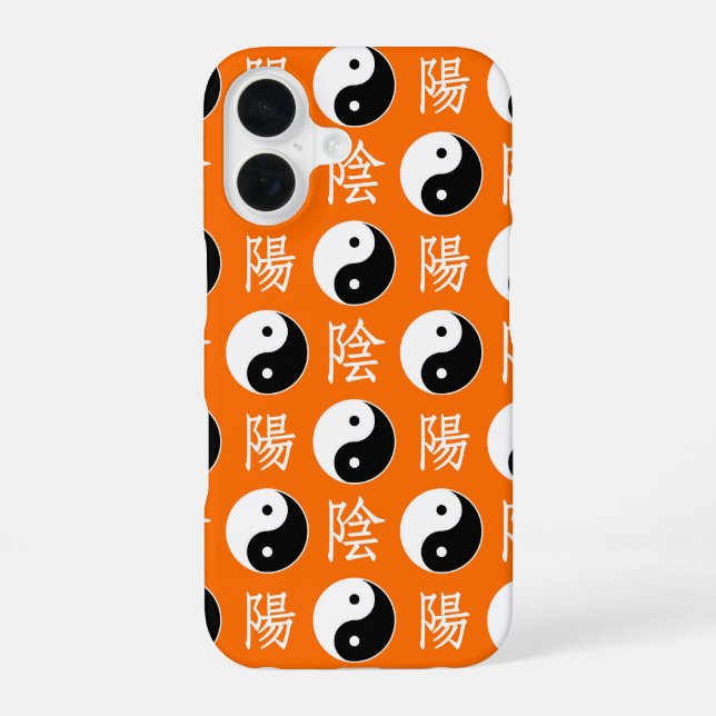 Orange Background Chinese Yinyang Pattern iPhone 16 Case (Back)