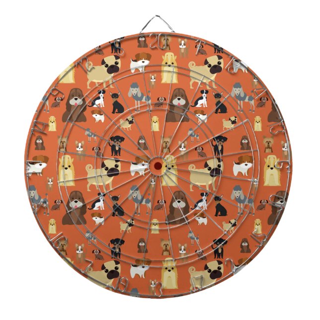 orange background dogs pattern. dartboard (Front)