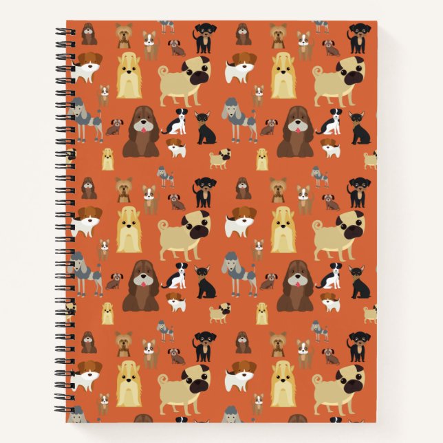 orange background dogs pattern. notebook (Front)