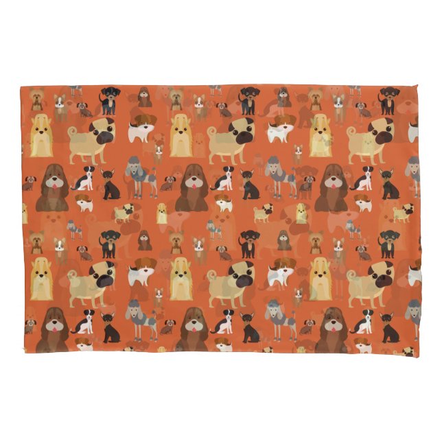 orange background dogs pattern. pillowcase (Front)