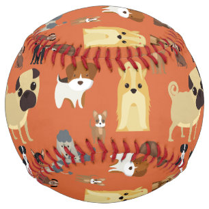 orange background dogs pattern. softball