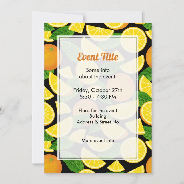 Orange Background Invitation (Back)