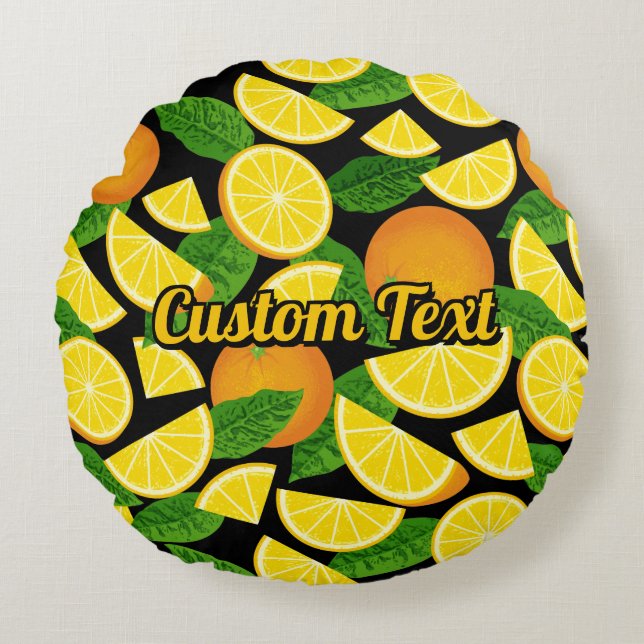 Orange Background Round Pillow (Front)