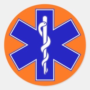 Orange Background Star of Life Classic Round Sticker