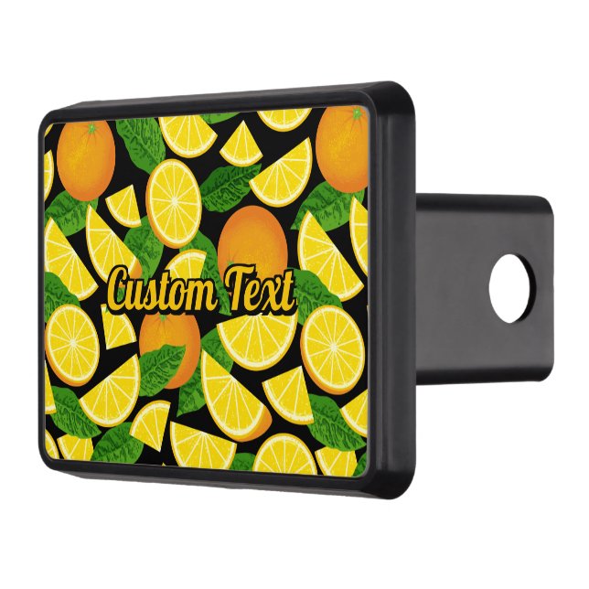 Orange Background Trailer Hitch Cover (Left)