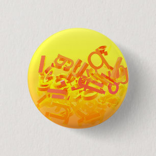 Orange background with letters 1 inch round button