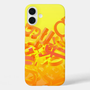 Orange background with letters iPhone 16 plus case