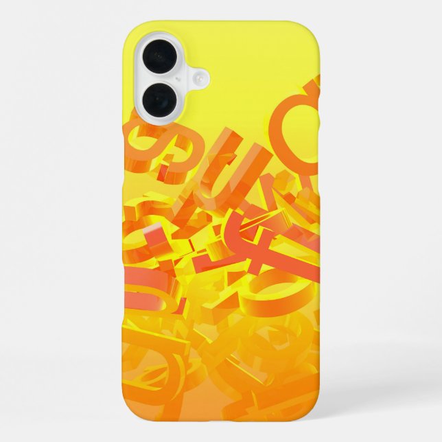 Orange background with letters iPhone case (Back)