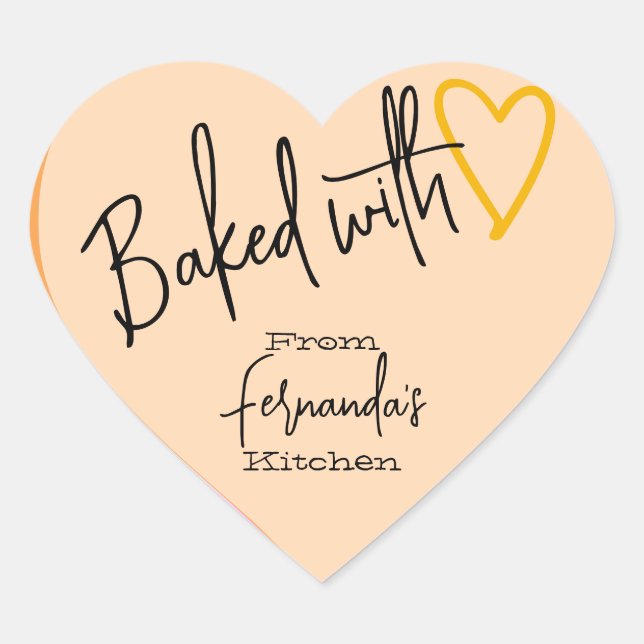 Orange Baked with Love Baking From The Kitchen Heart Sticker (Front)