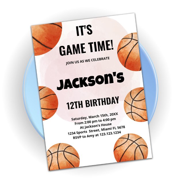 Orange Balls Basketball Anniversaire Invitations (Créateur téléchargé)