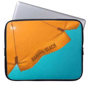 Orange banana beach-printed umbrella laptop sleeve
